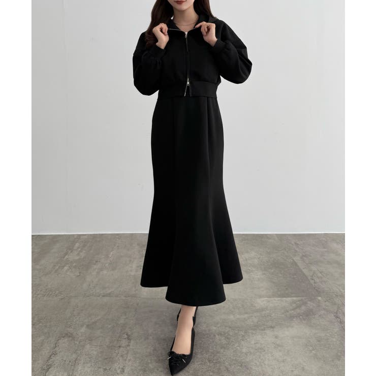 ブラック | CENEA ショートパーカー＋マーメイドキャミワンピースＳＥＴ | JUNOAH