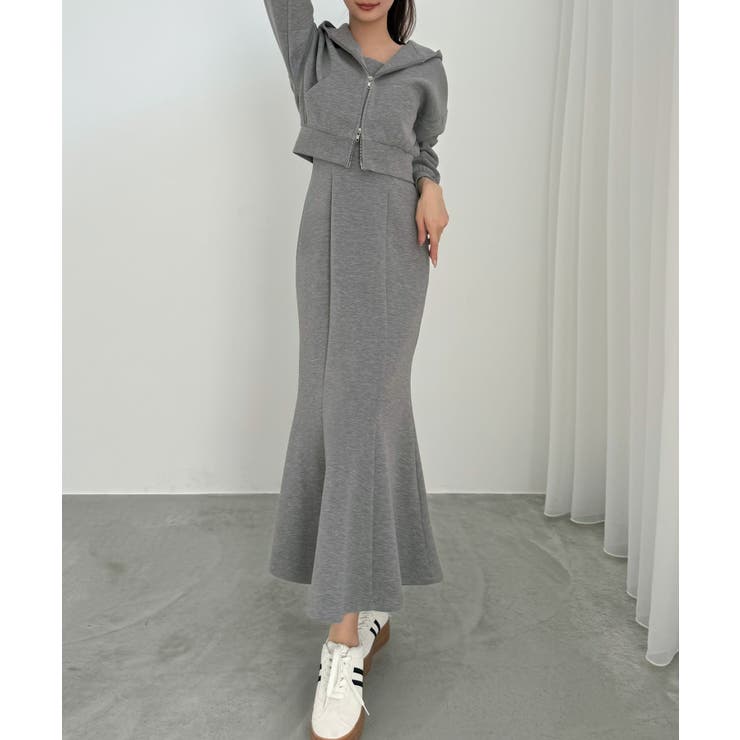 杢グレー | CENEA ショートパーカー＋マーメイドキャミワンピースＳＥＴ | JUNOAH