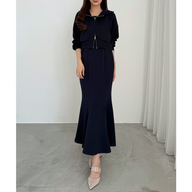 ネイビー | CENEA ショートパーカー＋マーメイドキャミワンピースＳＥＴ | JUNOAH