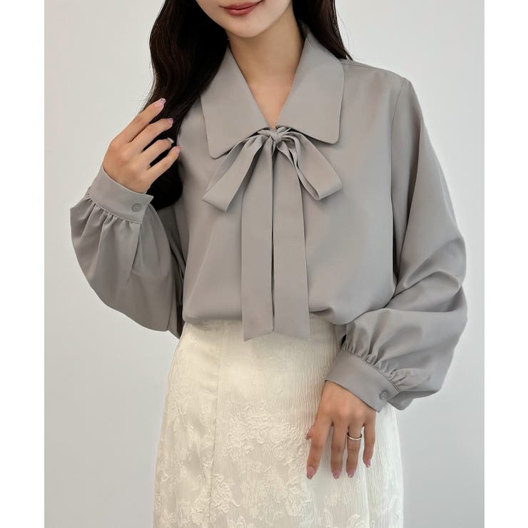 CENEA 【リボン取り外し可能】ボウタイブラウス | JUNOAH | 詳細画像12 
