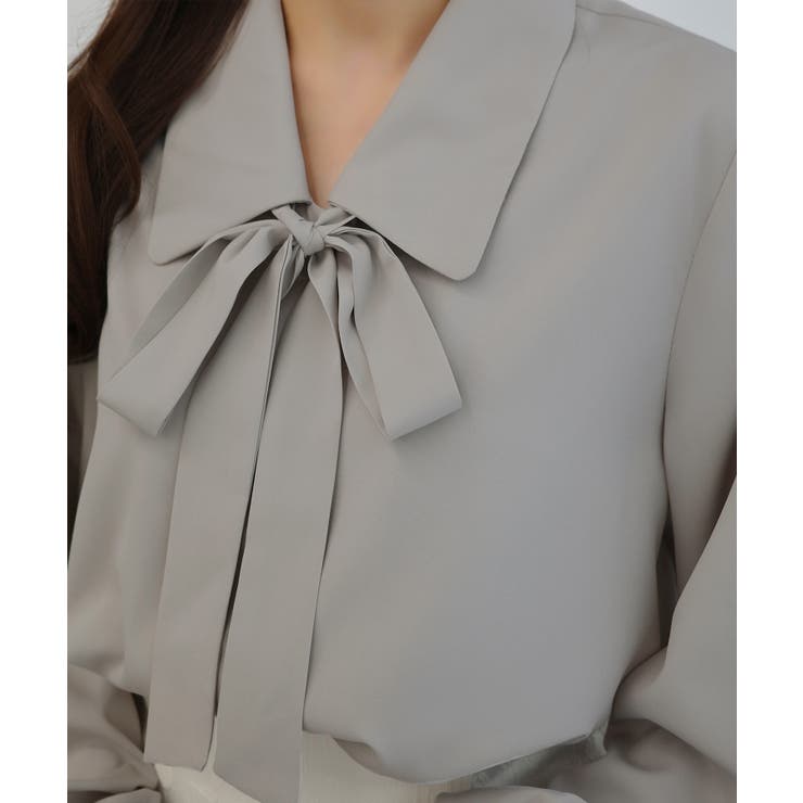 CENEA 【リボン取り外し可能】ボウタイブラウス | JUNOAH | 詳細画像14 