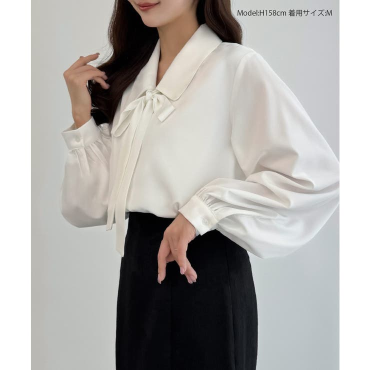 CENEA 【リボン取り外し可能】ボウタイブラウス | JUNOAH | 詳細画像2 