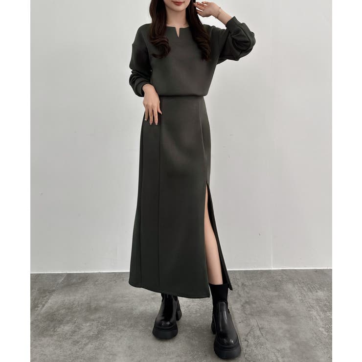 CENEA キーネックトップス＋裾ファスナーＩラインスカート | JUNOAH | 詳細画像11 