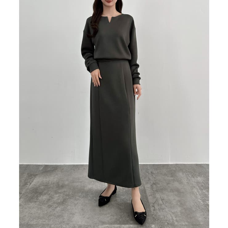 CENEA キーネックトップス＋裾ファスナーＩラインスカート | JUNOAH | 詳細画像12 