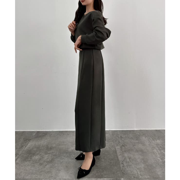 CENEA キーネックトップス＋裾ファスナーＩラインスカート | JUNOAH | 詳細画像13 