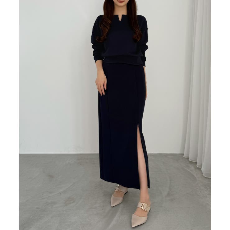 CENEA キーネックトップス＋裾ファスナーＩラインスカート | JUNOAH | 詳細画像17 