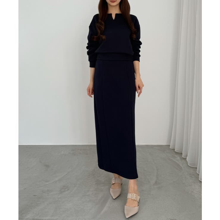 CENEA キーネックトップス＋裾ファスナーＩラインスカート | JUNOAH | 詳細画像18 