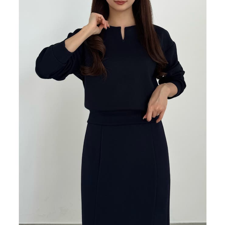 CENEA キーネックトップス＋裾ファスナーＩラインスカート | JUNOAH | 詳細画像20 