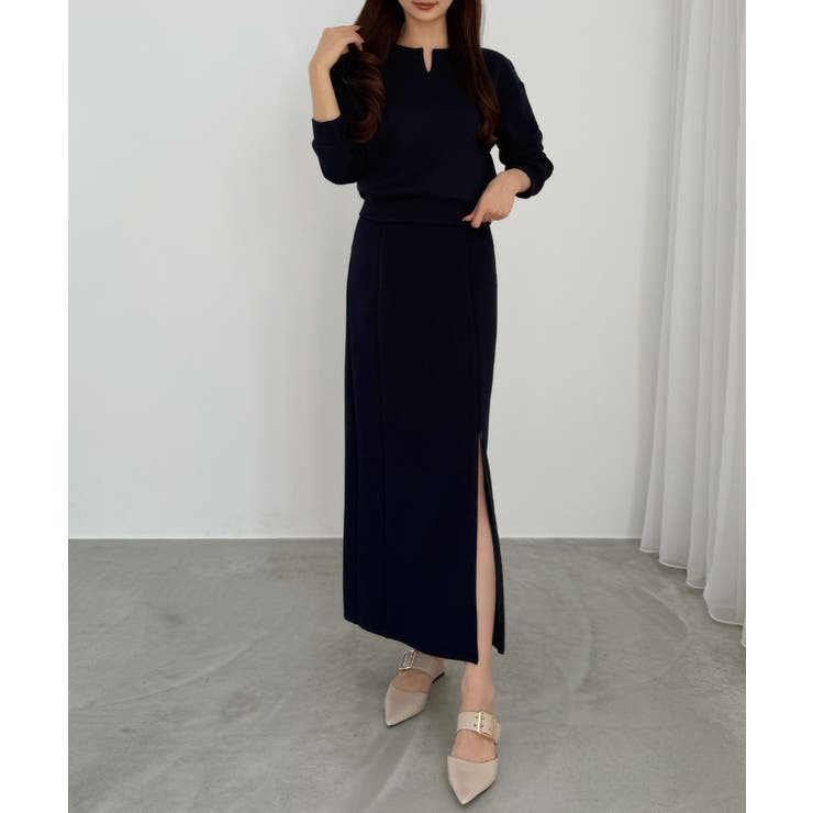 CENEA キーネックトップス＋裾ファスナーＩラインスカート | JUNOAH | 詳細画像21 