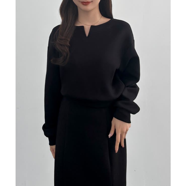 CENEA キーネックトップス＋裾ファスナーＩラインスカート | JUNOAH | 詳細画像4 