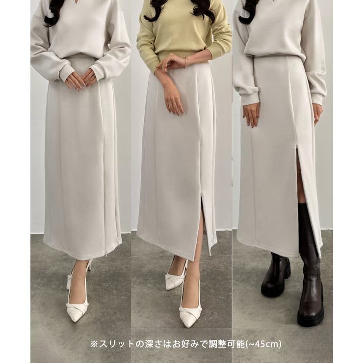 CENEA キーネックトップス＋裾ファスナーＩラインスカート | JUNOAH | 詳細画像5 