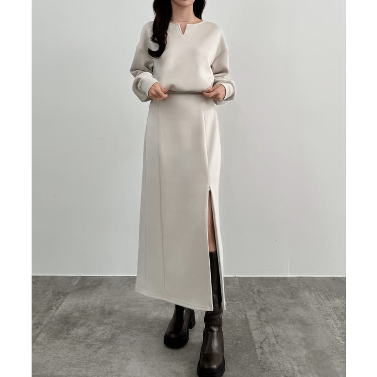 CENEA キーネックトップス＋裾ファスナーＩラインスカート | JUNOAH | 詳細画像6 