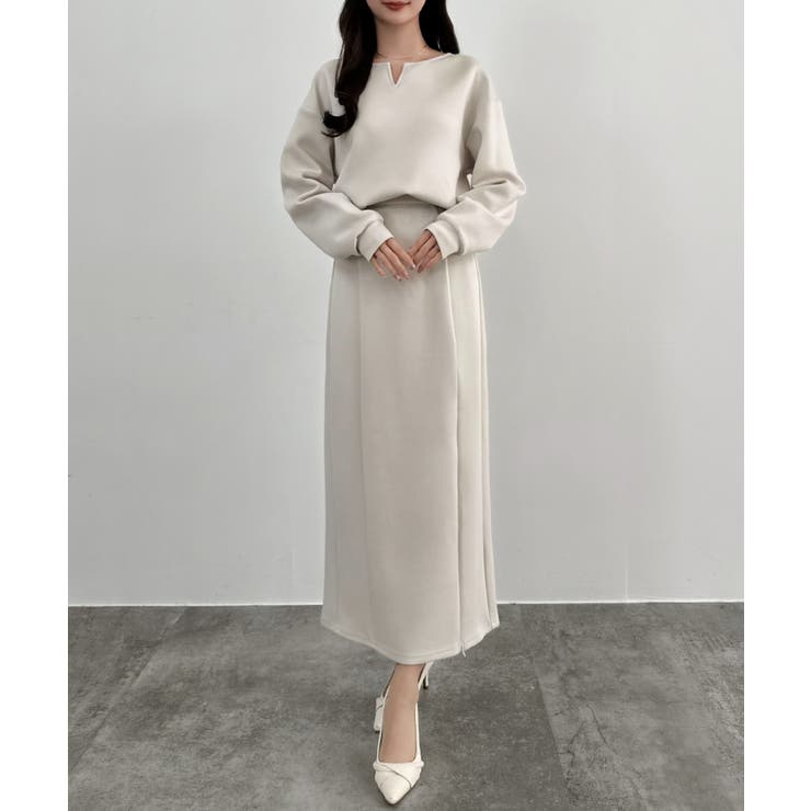 CENEA キーネックトップス＋裾ファスナーＩラインスカート | JUNOAH | 詳細画像7 