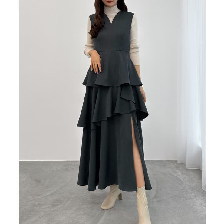 CENEA スリットティアードワンピース | JUNOAH | 詳細画像10 