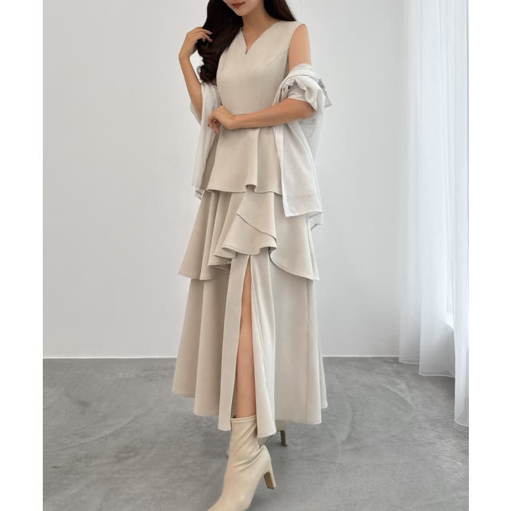 CENEA スリットティアードワンピース | JUNOAH | 詳細画像4 