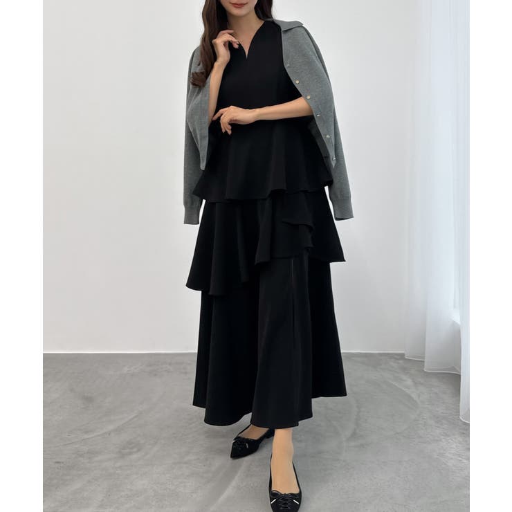 CENEA スリットティアードワンピース | JUNOAH | 詳細画像6 