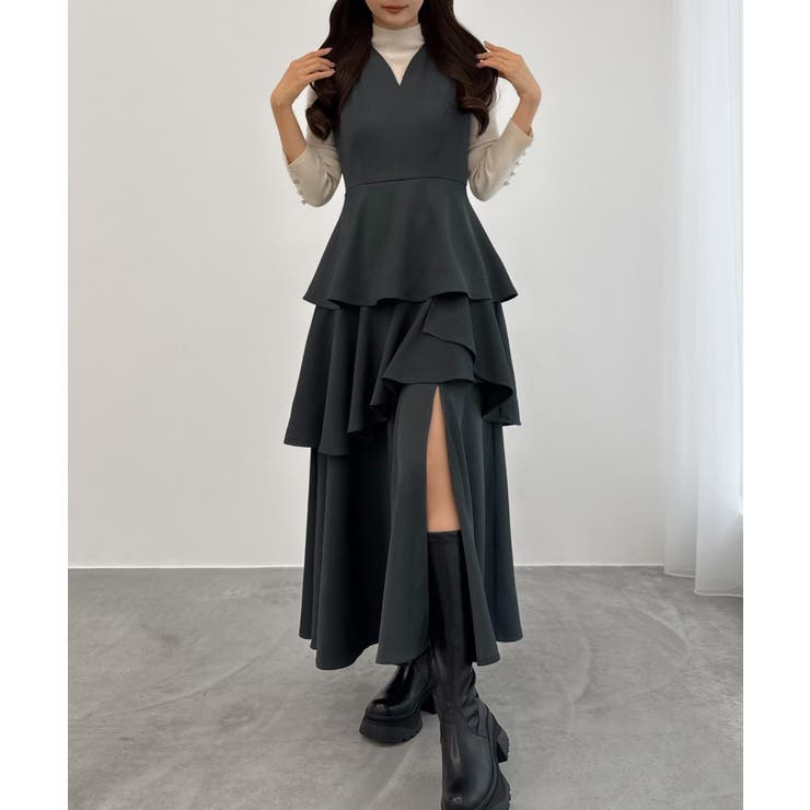 CENEA スリットティアードワンピース | JUNOAH | 詳細画像9 