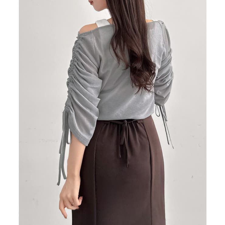 CENEA 【取り外し可能パット付き】袖ドロストカットソー＋リブタンクトップSE… | JUNOAH | 詳細画像10 