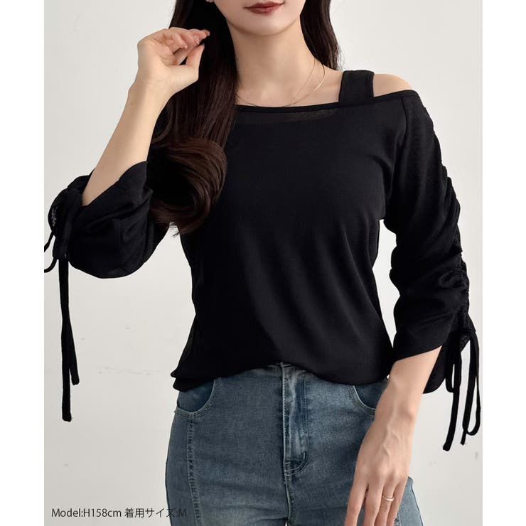 CENEA 【取り外し可能パット付き】袖ドロストカットソー＋リブタンクトップSE… | JUNOAH | 詳細画像2 