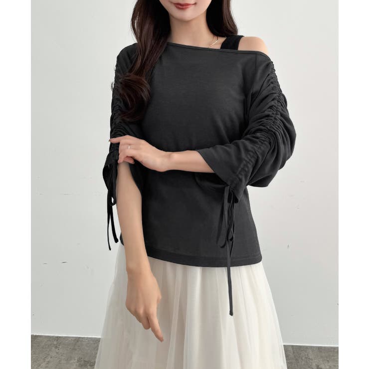 CENEA 【取り外し可能パット付き】袖ドロストカットソー＋リブタンクトップSE… | JUNOAH | 詳細画像5 