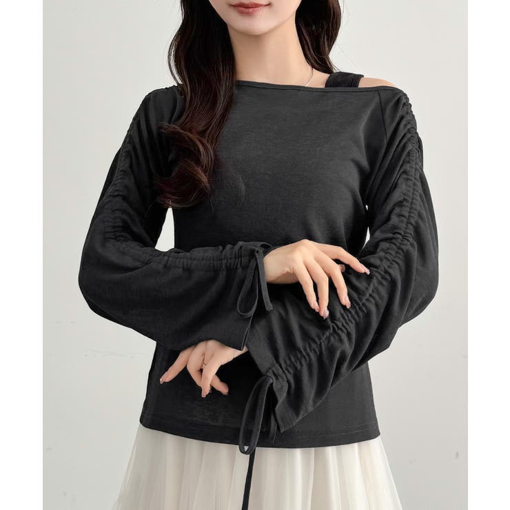 CENEA 【取り外し可能パット付き】袖ドロストカットソー＋リブタンクトップSE… | JUNOAH | 詳細画像6 