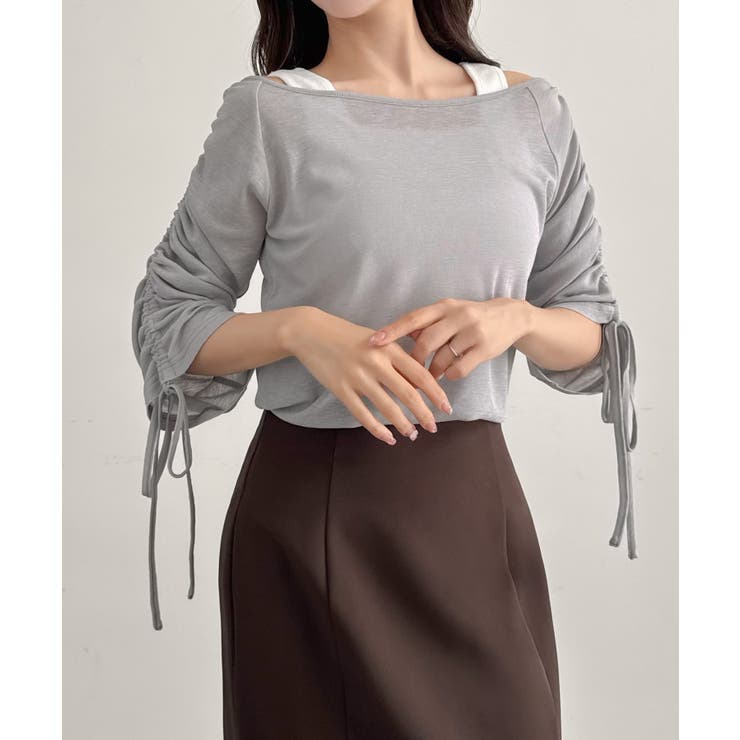 CENEA 【取り外し可能パット付き】袖ドロストカットソー＋リブタンクトップSE… | JUNOAH | 詳細画像8 