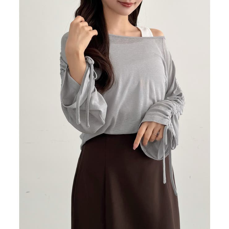 CENEA 【取り外し可能パット付き】袖ドロストカットソー＋リブタンクトップSE… | JUNOAH | 詳細画像9 