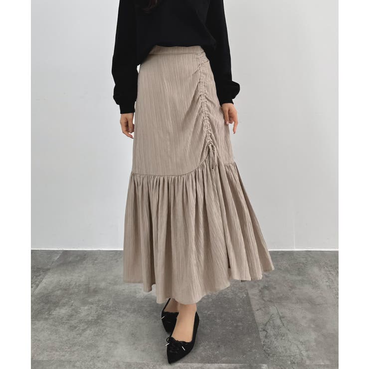 グレージュ | CENEA ドロストギャザーフレアスカート | JUNOAH