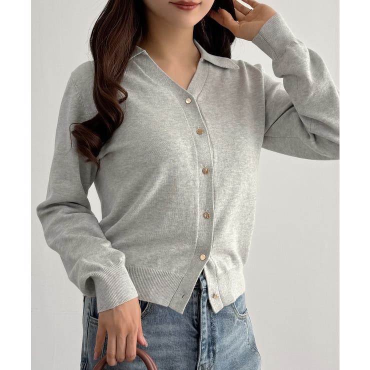 ライトグレー | CENEA ポロネックカーディガン | JUNOAH