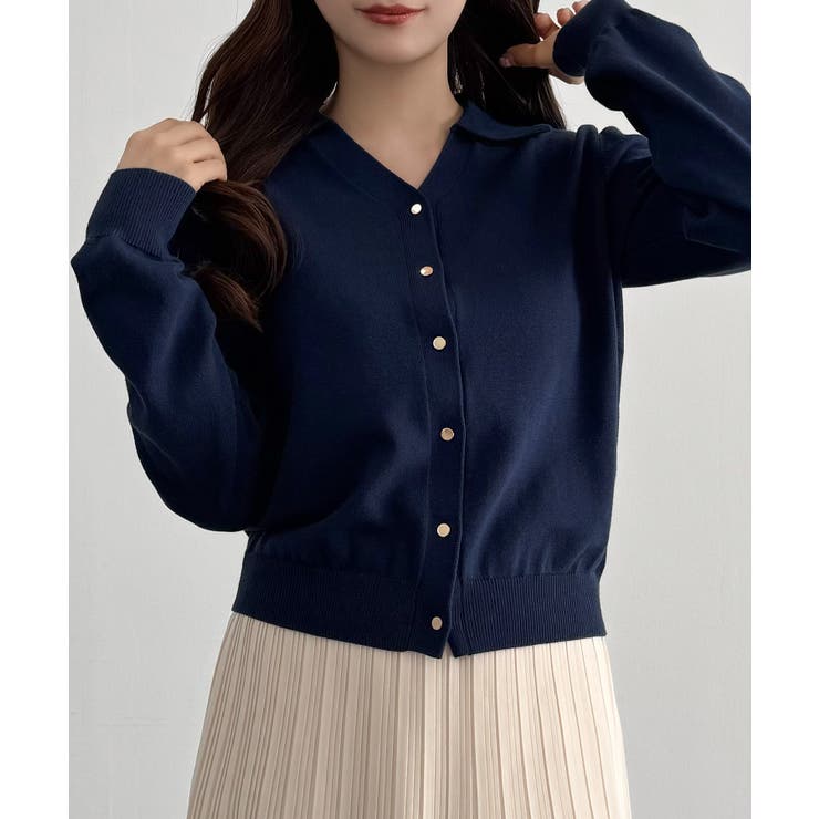 ネイビー | CENEA ポロネックカーディガン | JUNOAH