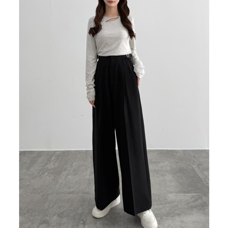 CENEA サイドベルトワイドストレートパンツ | JUNOAH | 詳細画像12 