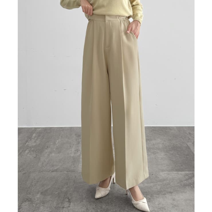 アイボリー | CENEA サイドベルトワイドストレートパンツ | JUNOAH