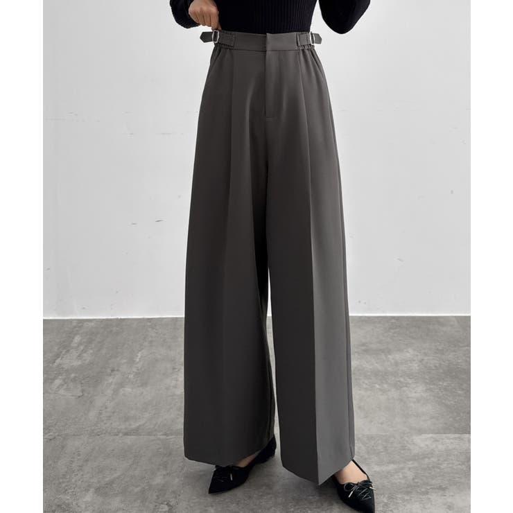 ダークグレー | CENEA サイドベルトワイドストレートパンツ | JUNOAH