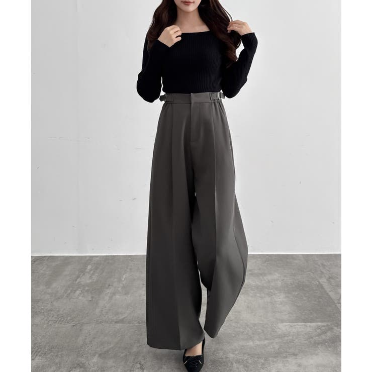 CENEA サイドベルトワイドストレートパンツ | JUNOAH | 詳細画像9 