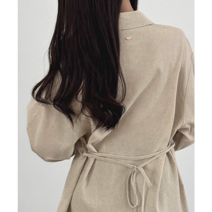 CENEA ベルト付きリネン混シャツ | JUNOAH | 詳細画像12 