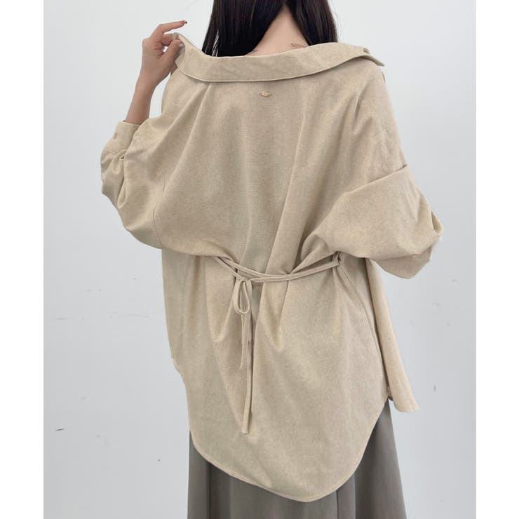 CENEA ベルト付きリネン混シャツ | JUNOAH | 詳細画像13 