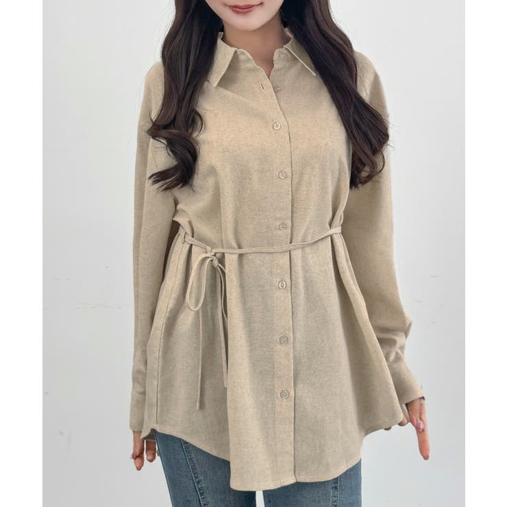 CENEA ベルト付きリネン混シャツ | JUNOAH | 詳細画像14 