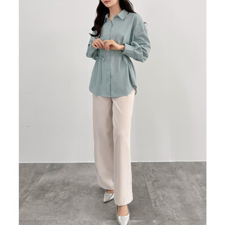 CENEA ベルト付きリネン混シャツ | JUNOAH | 詳細画像4 