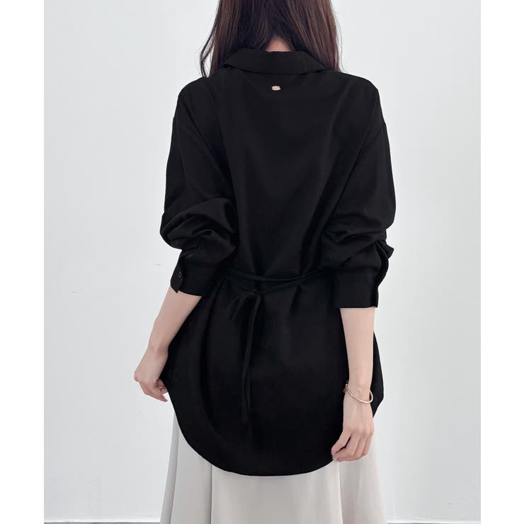 CENEA ベルト付きリネン混シャツ | JUNOAH | 詳細画像6 