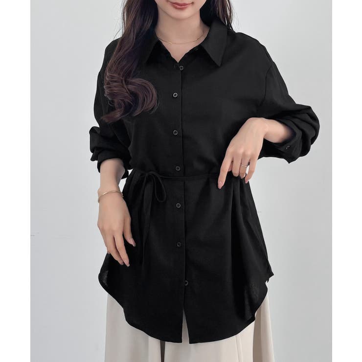 CENEA ベルト付きリネン混シャツ | JUNOAH | 詳細画像7 