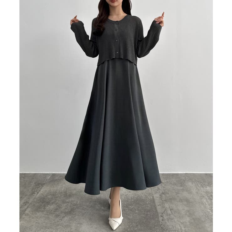 CENEA シアーラメニット＋フレアキャミワンピースSET | JUNOAH | 詳細画像13 