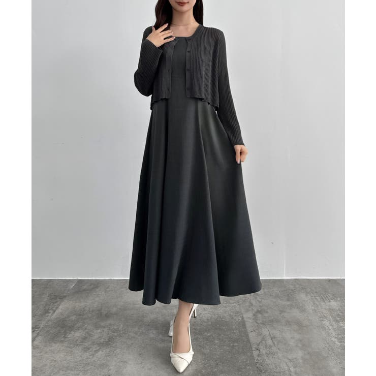 CENEA シアーラメニット＋フレアキャミワンピースSET | JUNOAH | 詳細画像16 