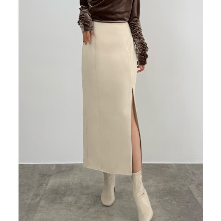 アイボリー | CENEA ハイウエストジップIラインスカート(通年生地) | JUNOAH