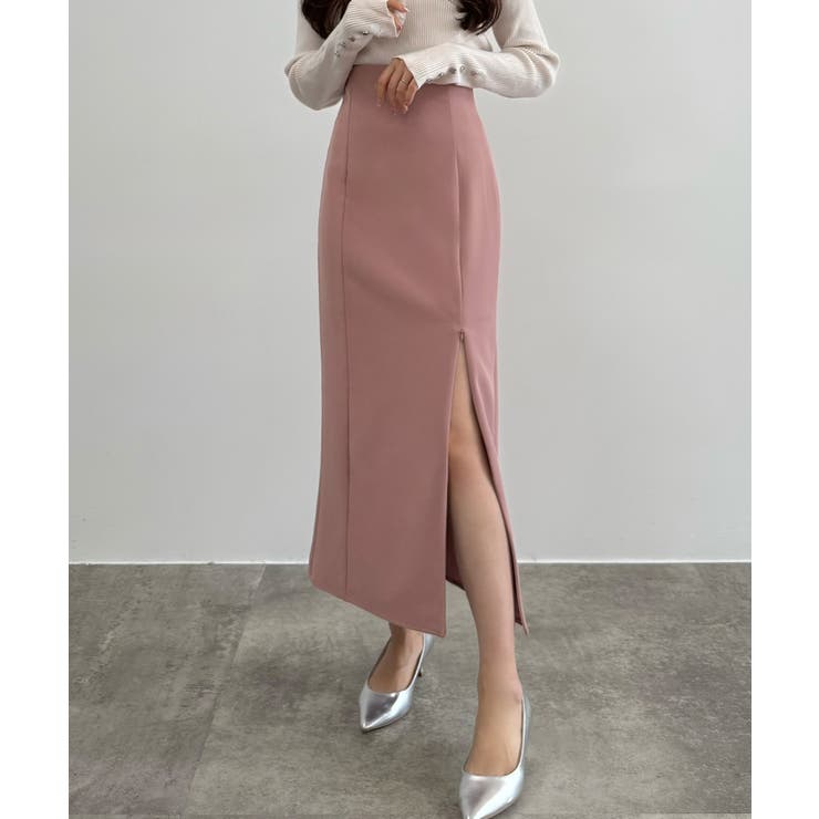 ピンク | CENEA ハイウエストジップIラインスカート(通年生地) | JUNOAH