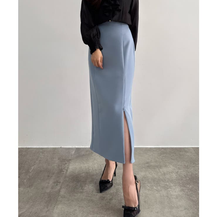 ブルー | CENEA ハイウエストジップIラインスカート(通年生地) | JUNOAH