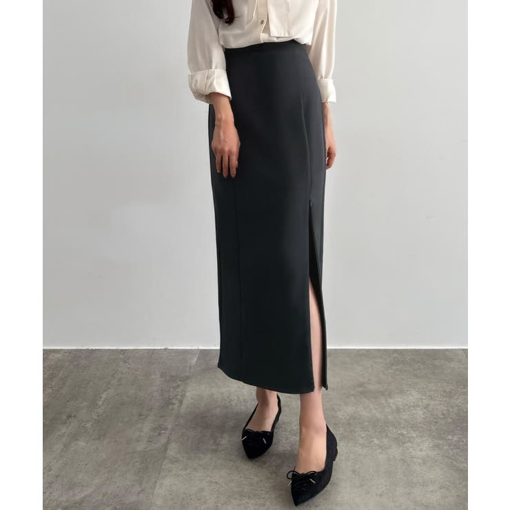 チャコール | CENEA ハイウエストジップIラインスカート(通年生地) | JUNOAH