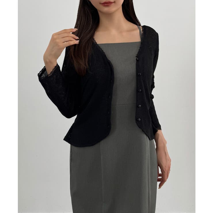 CENEA レースギャザーカーディガン＋マーメイドキャミワンピースset | JUNOAH | 詳細画像13 