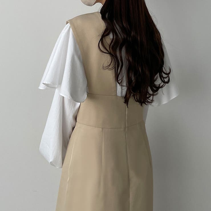 タグ付き】overE フラワードッキングワンピース ブラック 102サイズ