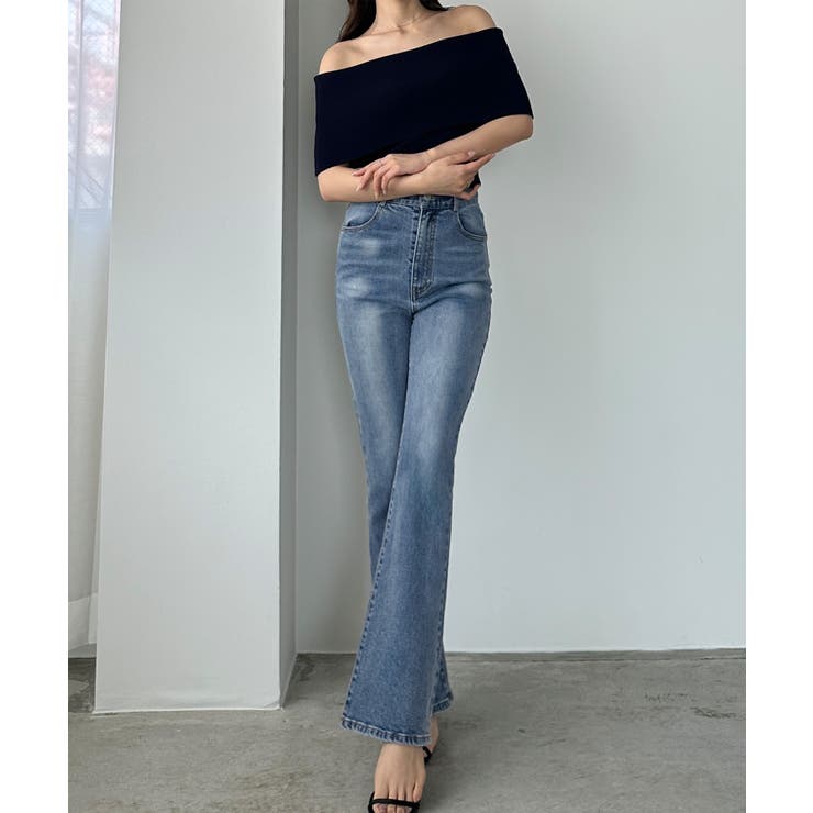 【タグ付き】Louere ルエレ　ストレッチフレアデニムパンツ Louere ストレッチフレアデニムパンツ[品番：AMTW0012444