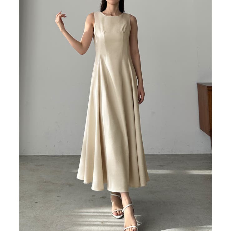 *イタリア製*フレア プリーツ オープンバック ドレス ワンピ Estella.K ワンピース Josette Dress フロントカットアウト